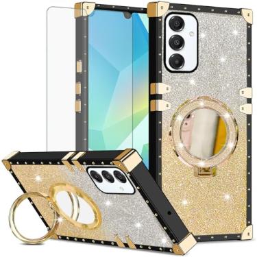 Imagem de Asuwish Capa de celular para Samsung Galaxy A17 5G capa magnética com protetor de tela de vidro temperado e espelho brilhante brilhante anel resistente à prova de choque suporte rígido A 17 17A 4G