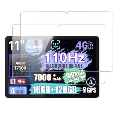 Imagem de KONXISA Pacote com 2 protetores de tela para tablet ALLDOCUBE iPlay 70E, protetor de tela para tablet de vidro temperado, 9 durezas, película protetora transparente HD antiarranhões e sem bolhas