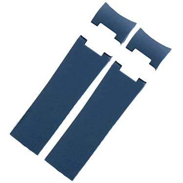 Imagem de BCMCBV Pulseira de relógio de borracha de silicone, para Ulysse Nardin 263 DIVER, pulseira de relógio de cinto impermeável de 22 mm (azul B sem fivela)