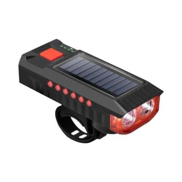 Imagem de Lanterna Solar Recarregável USB Para Bicicleta Com Display De Energia 