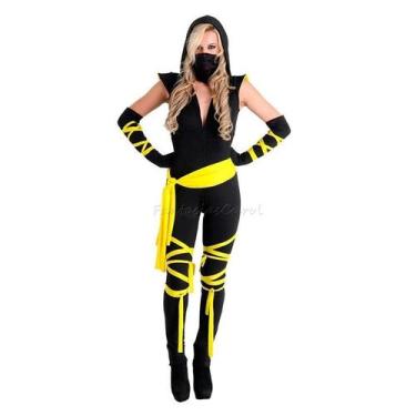 Imagem de Fantasia Ninja Adulto Feminino Heat Girl Completa Sulamericana, G 46 -