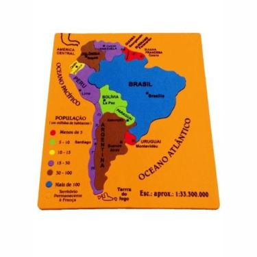 Imagem de Cartela Didática Escolar Mapa América do Sul 5mm EVA - 19 un - EVAMAX