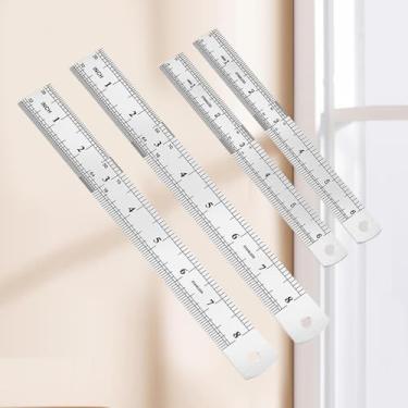 Imagem de Conjunto de réguas de aço de tamanho misto de 4 peças (5 × 20 cm + 5 × 15 cm), ferramentas de medição de aço inoxidável para projetos de artesanato, escritório e casa