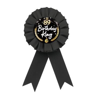 Imagem de Broche It's My 89th Birthday Tinplate Badge Pin, Black Rosete Happy 89th Birthday Button Button, 89 Birthday King Button for Men, Eighty Nine Award Ribbon Brooch Party Supplies