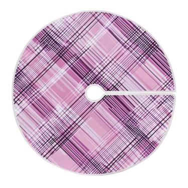 Imagem de Wassud Saia de árvore de Natal vintage padrão xadrez decorações de árvore de Natal, enfeites de Natal, tapete de árvore grande para decoração de festa de ano novo, 121 cm