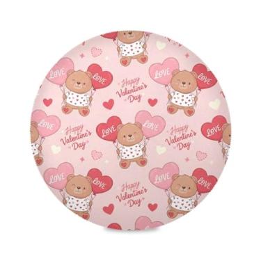 Imagem de Wassud Jogo americano com ursinhos fofos tapetes de mesa redondos para cozinha e jantar tapetes laváveis resistentes ao calor decoração de mesa 39 cm