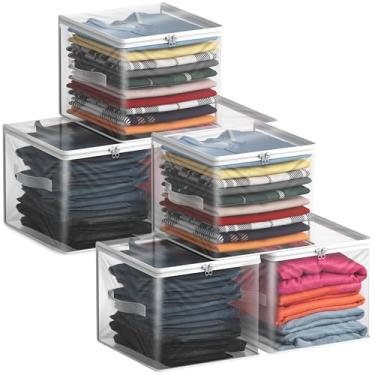 Imagem de Sorbus Bolsa de armazenamento transparente – Sacos plásticos grandes dobráveis com zíper e alças de transporte, ótimos para roupas, cobertores, armários, quartos e mais (pacote com 3) (pacote com 6)