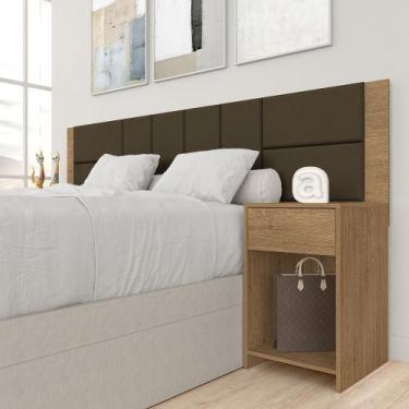 Imagem de Cabeceira Estofada Para Cama Casal Dubai Carv/marrom - M. Arapongas - 