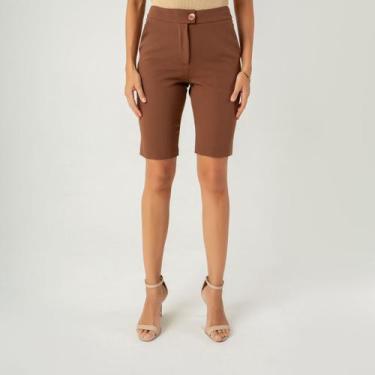 Imagem de Bermuda susie casual alfaiataria feminino - Susie Modas, Marrom, M, 10