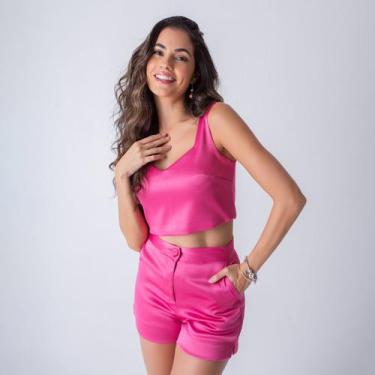 Imagem de Conjunto susie acetinado top e short feminino - Susie Modas, Pink, P, 