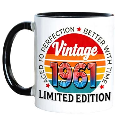 Imagem de Presentes de aniversário de 65 anos para mulheres e homens, caneca de café vintage 1961 65 325 g, 1961 decorações de aniversário de 65 anos presente para ele ela, presente para mãe, pai, irmã, tia