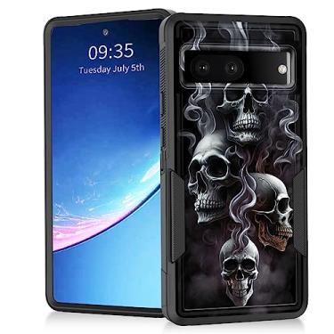 Imagem de Vobber Capa para Pixel 7a, capa resistente híbrida de camada dupla de policarbonato rígido de borracha macia à prova de choque capa protetora resistente para Google Pixel 7A 6,1 polegadas, caveira exclusiva