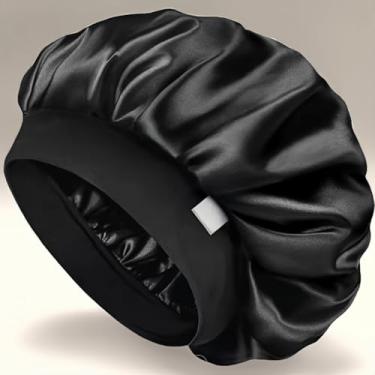 Imagem de Design de touca de banho, ajuste confortável para todos os tipos de cabelo, ajuste ajustável para cabelos cacheados/longos/curtos