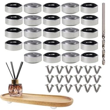 Imagem de Nihfien Pés de metal para paletes com parafusos, 13/40.6 cm L x 3/20.3 cm H Blocos antiderrapantes para madeira, tábua de corte de bambu (prata), (conjunto de 24)