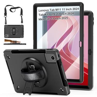 Imagem de Capa para Lenovo Tab M11 e K11 LTE de 11 polegadas: Capa para tablet Lenovo Idea de 11 polegadas (TB330FU/ TB330XU) com protetor de tela - suporte - alça de ombro - suporte para S-caneta-preta