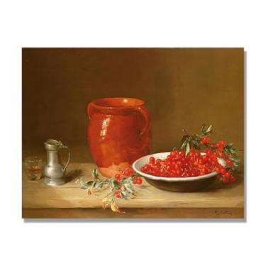 Imagem de NHLDZYH Arte em tela vintage de frutas mortas, pintura clássica de cozinha country, decoração de parede de casa de fazenda quente para sala de jantar e cozinha. A57. 40 x 50 cm-15,8 x 19,7 pol