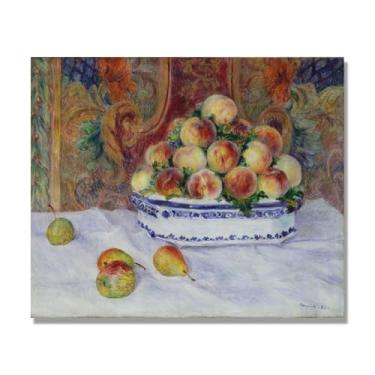 Imagem de NHLDZYH Tela vintage de frutas mortas, impressão de estilo de pintura a óleo vintage, decoração de jantar de fazenda rural. A43. 80 x 96 cm. Somente tela