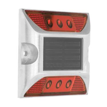 Imagem de Naroote Energia Solar LED Luz de Marcador de à Prova D'água Lâmpada de Pico de Entrada para Segurança Rodoviária Amarela, 4,1 X 4,1 pol. (Vermelho)