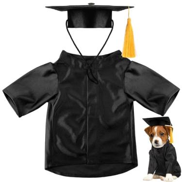 Imagem de Bunnycool Boné e vestido de formatura para cães 2026 lavável fantasia de formatura para cães e gatos camisa e chapéu (tradicional, preto, G)