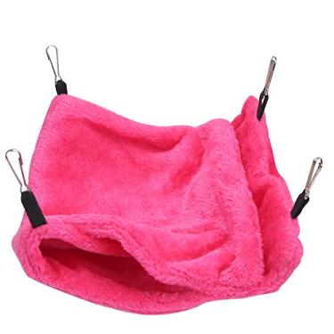 Imagem de SIWOTED Rede pequena para animais de estimação de duas camadas macia pendurada saco de dormir cama com gancho para planador de açúcar hamster (Tamanho pequeno)