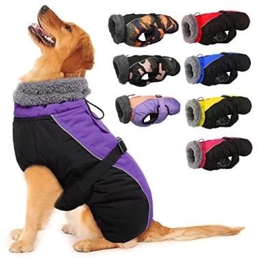Imagem de IECOii Casaco extra quente para cães - Jaqueta refletiva ajustável para cães com fivela de lã e gola rolê para clima frio - Casaco macio de inverno para cães pequenos, médios e extragrandes
