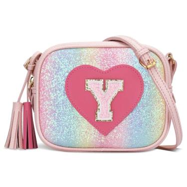 Imagem de KKXIU Bolsa infantil para meninas e mulheres, bolsa transversal de couro vegano com borla, Brilho, Y