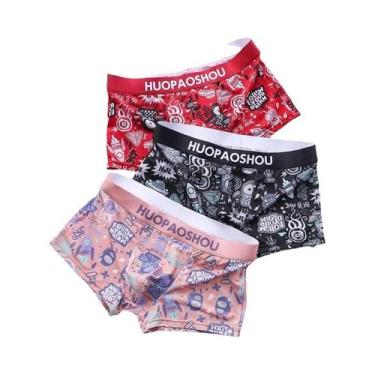 Imagem de Cuecas Boxer Masculinas De Cintura Baixa Em Cetim Com Estampa Divertid