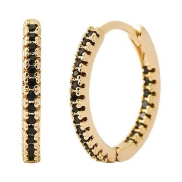 Imagem de Brincos De Argola Dourados Femininos Com Zircônia Colorida Aleatória, 