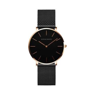 Imagem de Relógio De Pulso Feminino Em Ouro Rosé Com Design Simples Em Malha De 