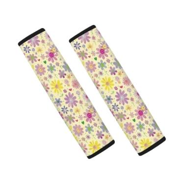 Imagem de FUIALDOLG Capa de cinto de segurança multicolorida hippie para carro, alças de ombro de segurança, capas de cinto para mulheres e homens, 2 peças, tamanho padrão