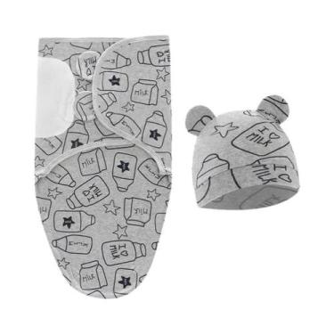 Imagem de Conjunto De Cobertor E Chapéu De Algodão Para Bebê Recém-Nascido Com E