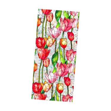 Imagem de FytStycale Adesivo de janela de flor adesivo estático adesivo de privacidade decalque de vidro para janela de carro, Tulipa