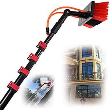Imagem de Kit de escova de lavagem de água para limpeza de janelas telescópicas (12 pés-36 pés) Sistema de limpeza de janela e painel solar com escova, mastro telescópico, ferramenta de limpeza de janelas