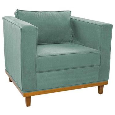 Imagem de Poltrona Decorativa Europa Linho Azul Turquesa Doce Sonho Móveis