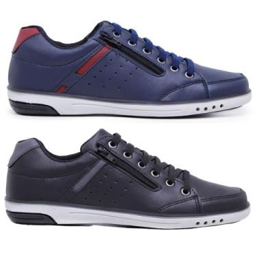 Imagem de Kit 2 Pares Sapatênis Masculino Casual Fechamento Elastico e Ziper - S