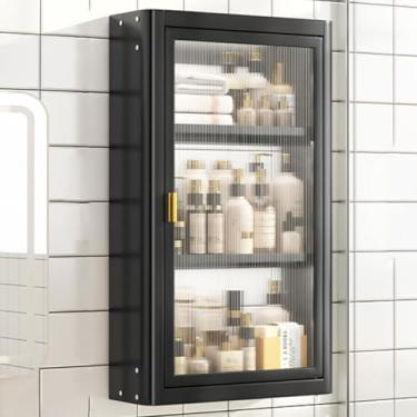 Imagem de Armário de remédios de banheiro de 2 a 4 camadas, armário flutuante de armazenamento de cosméticos com 2 portas de acrílico, suporte de exibição de vários níveis para cozinha e despensa, sem