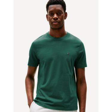 Imagem de Camiseta Tommy Hilfiger Masculina Regular Fit Tee Solid Logo Verde Escuro-Masculino