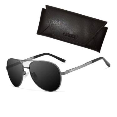 Imagem de Óculos De Sol Hroch Masculino Polarizado Uv400 Metal Aviador, Cinza