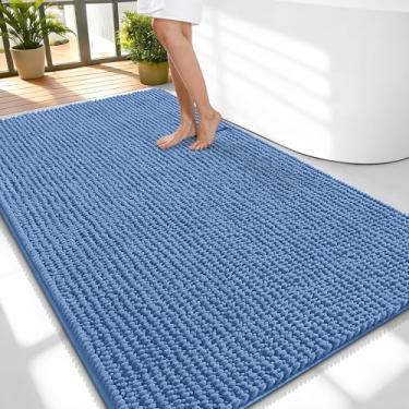 Imagem de OLANLY Tapetes de banheiro espessos 139 x 89 cm, tapetes de banho de chenille absorventes extramacios, suporte de borracha, lavar à máquina, secar na máquina, tapetes de banho para piso de banheiro