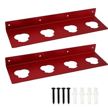 Imagem de Ovrilossa Suporte de bateria de 2 peças para Milwauke-e M-12, suporte de armazenamento de bateria com 4 compartimentos, suporte organizador de metal para acessórios (cor: vermelho)