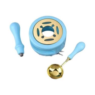 Imagem de Conjunto De Selos De Cera De Madeira Com Forno De Fusão, Colher E Aque