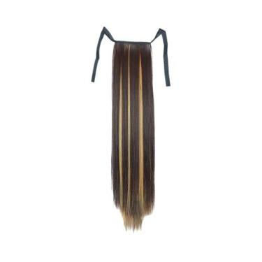 Imagem de Extensão De Cabelo Sintético Rabo De Cavalo Loiro De 32 Polegadas Com 