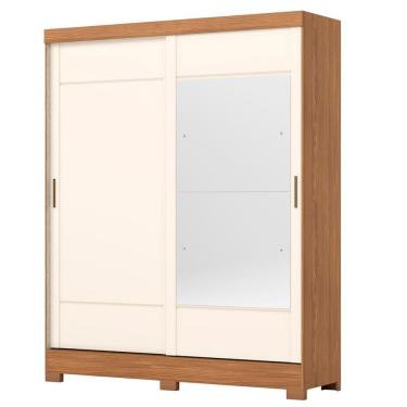 Imagem de Guarda Roupa Casal 2 Portas Deslizantes Com Espelho 163 Cm B74 Briz Nature Off White