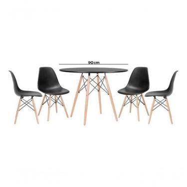 Imagem de Jogo De Mesa 4 Cadeiras Pretas Eames Eiffel 90cm New