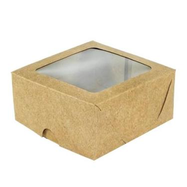 Imagem de Caixa Para Doces Com Visor Kraft (8cm x 8cm) 10 unidades - Assk Embala