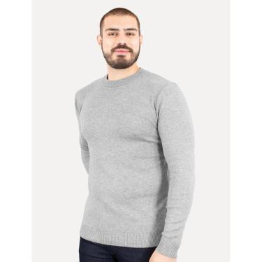Imagem de Suéter Dixen Masculino Crewneck Tricot Liso Cinza Mescla-Masculino