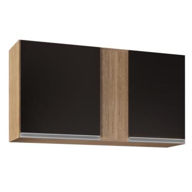 Imagem de Armário Aéreo 100cm 2 Portas Indiana Castanho-preto - Lumil Móveis