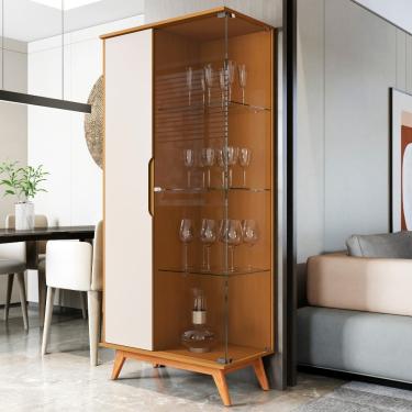 Imagem de Cristaleira com Vidro 2 Portas e Pés Em MDF Tucuma JB Móveis - Nature/Off White