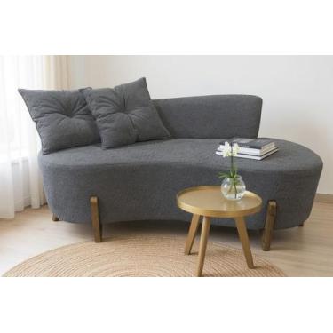 Imagem de Namoradeira Sofá Feijão Luna 130cm Orgânica Couro Cinza - Mazzero Deco