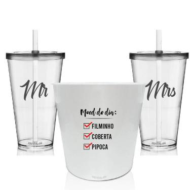 Imagem de Kit Balde De Pipoca E 2 Copos Personalizados - Mood Do Dia